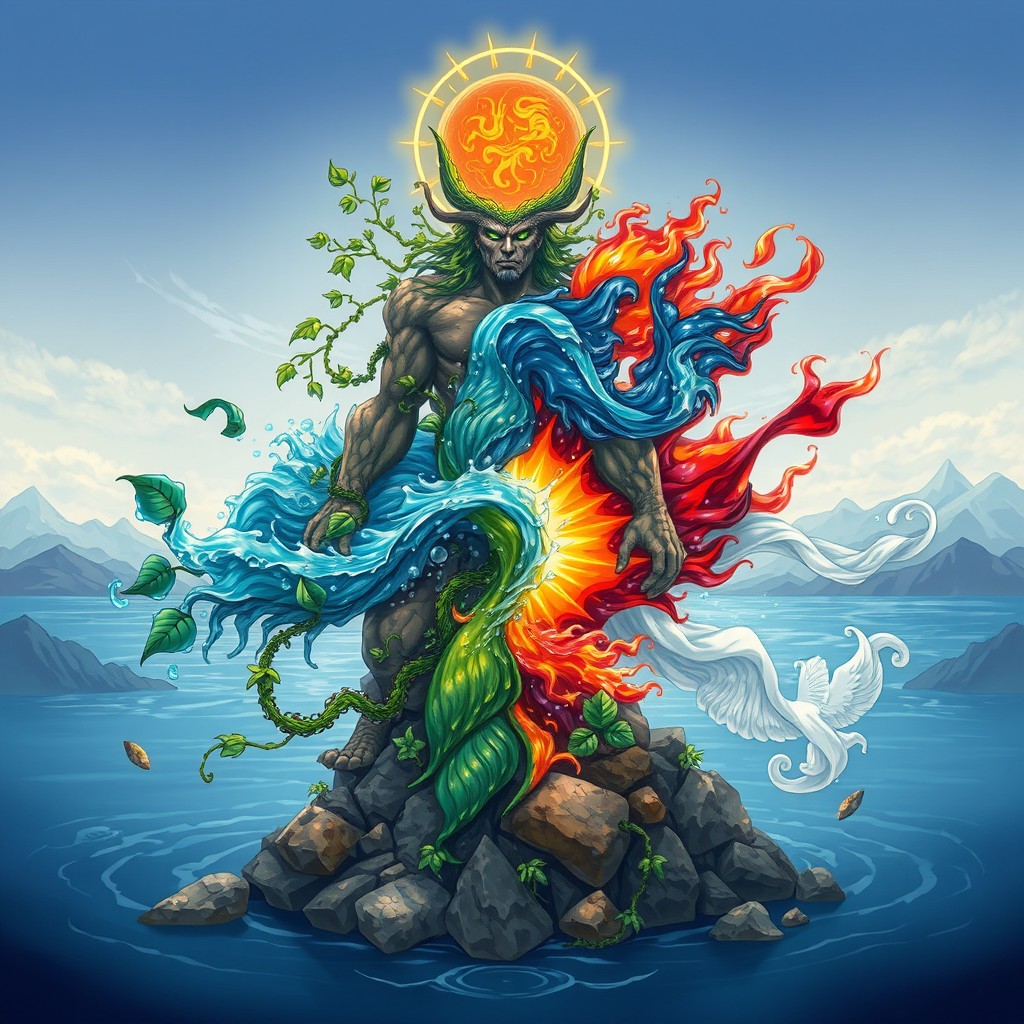Mystical Elemental Beings: A Captivating Illustration of Nature's Balance
