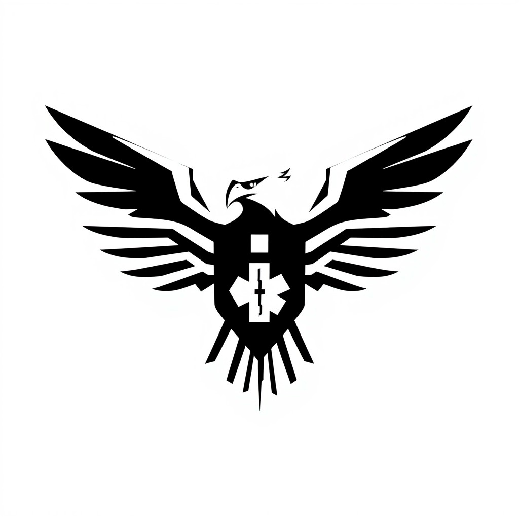 A scalable vector logo featuring an angular, geometric eagle with a distinctive medical symbol incorporated into its chest design