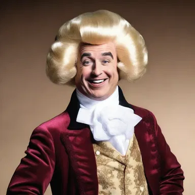The comedian wore a ridiculous periwig as part of his hilarious impersonation of a pompous aristocrat.
