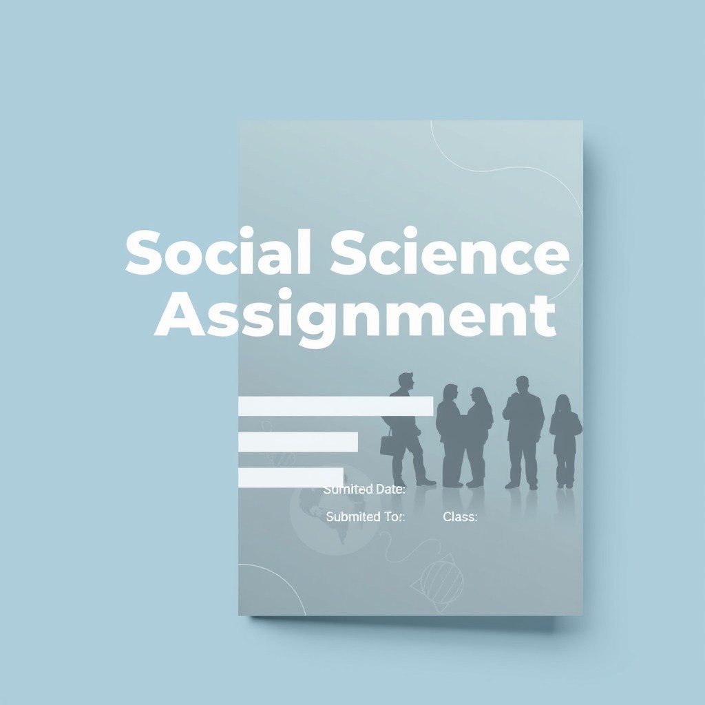 An assignment book cover design tailored for a Social Science project, featuring a clean and professional layout