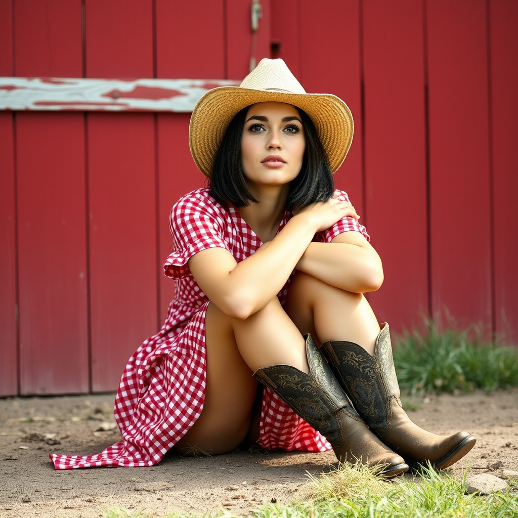A 20-year-old Caucasian woman with fair skin, a dark brown shoulder-length straight bob haircut inspired by Elena Gilbert, and large brown eyes