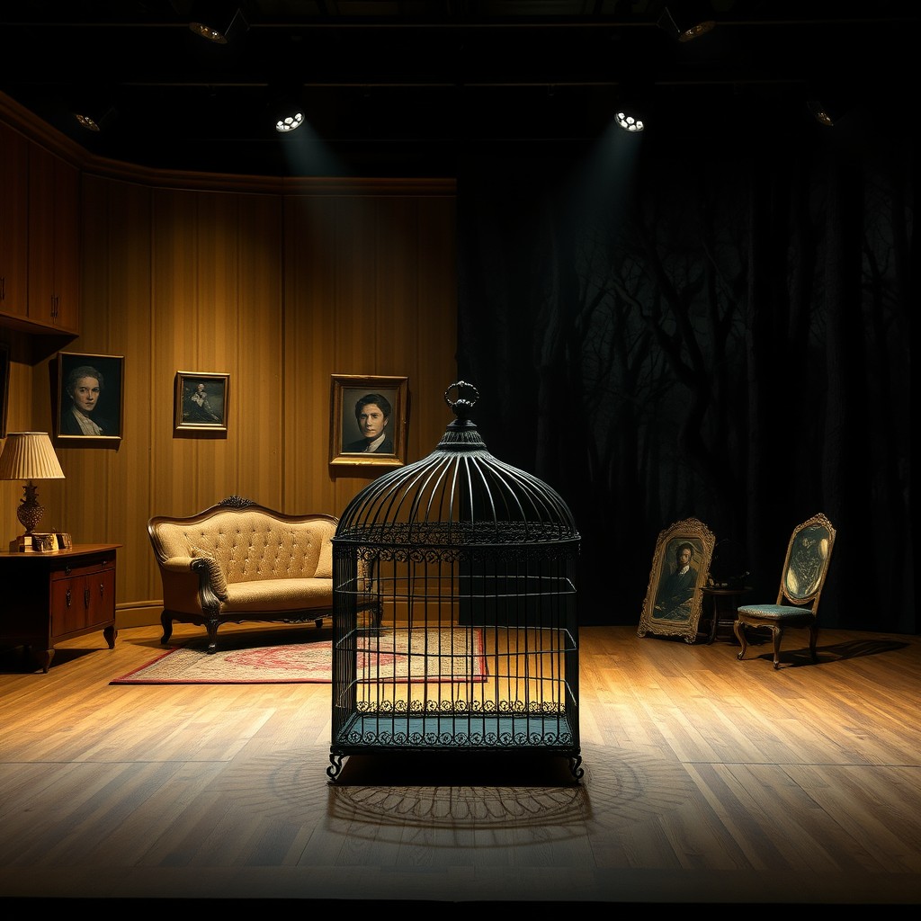 A symbolic stage design for Henrik Ibsen's play 'The Wild Duck', with a strong focus on themes of confinement and inequality