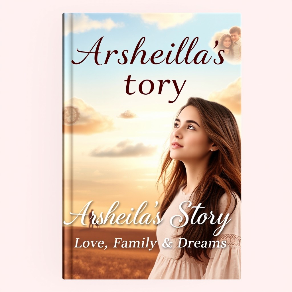 A captivating book cover design featuring the title 'Arsheilla's Story: Love, Family & Dreams'