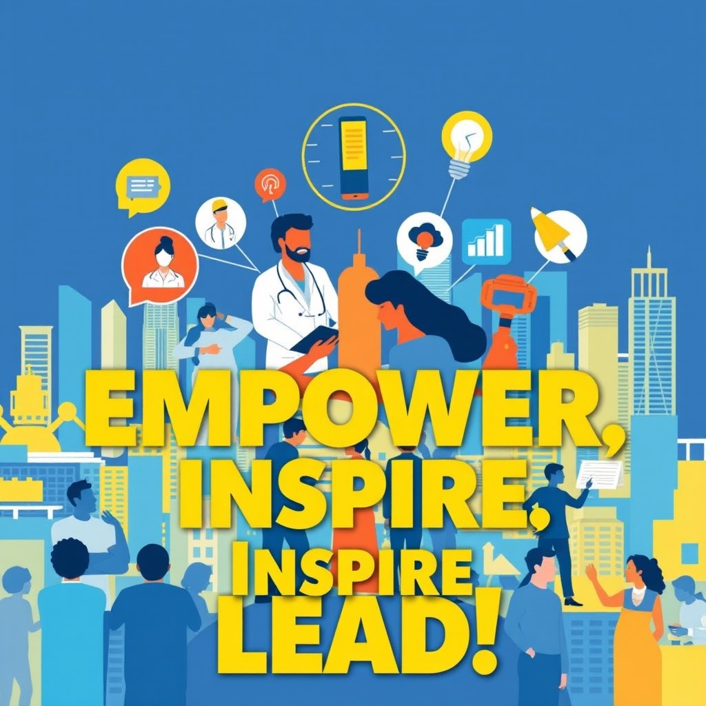 A dynamic and inspiring poster showcasing the themes of social roles, organization, and leadership