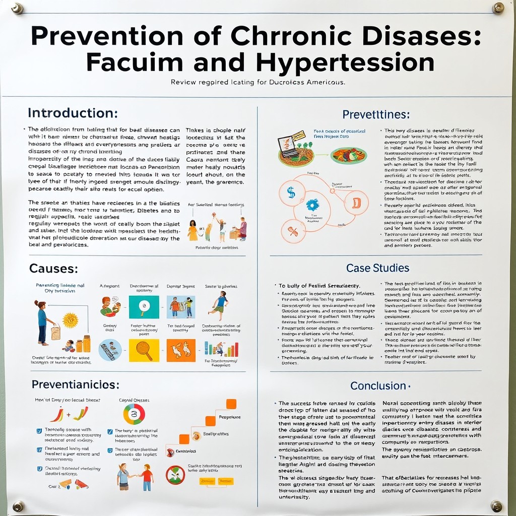 A detailed scientific poster titled "Prevention of Chronic Diseases: Focus on Diabetes and Hypertension"