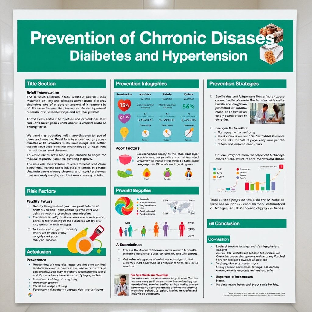 A detailed scientific poster presentation titled 'Prevention of Chronic Diseases: Focus on Diabetes and Hypertension'