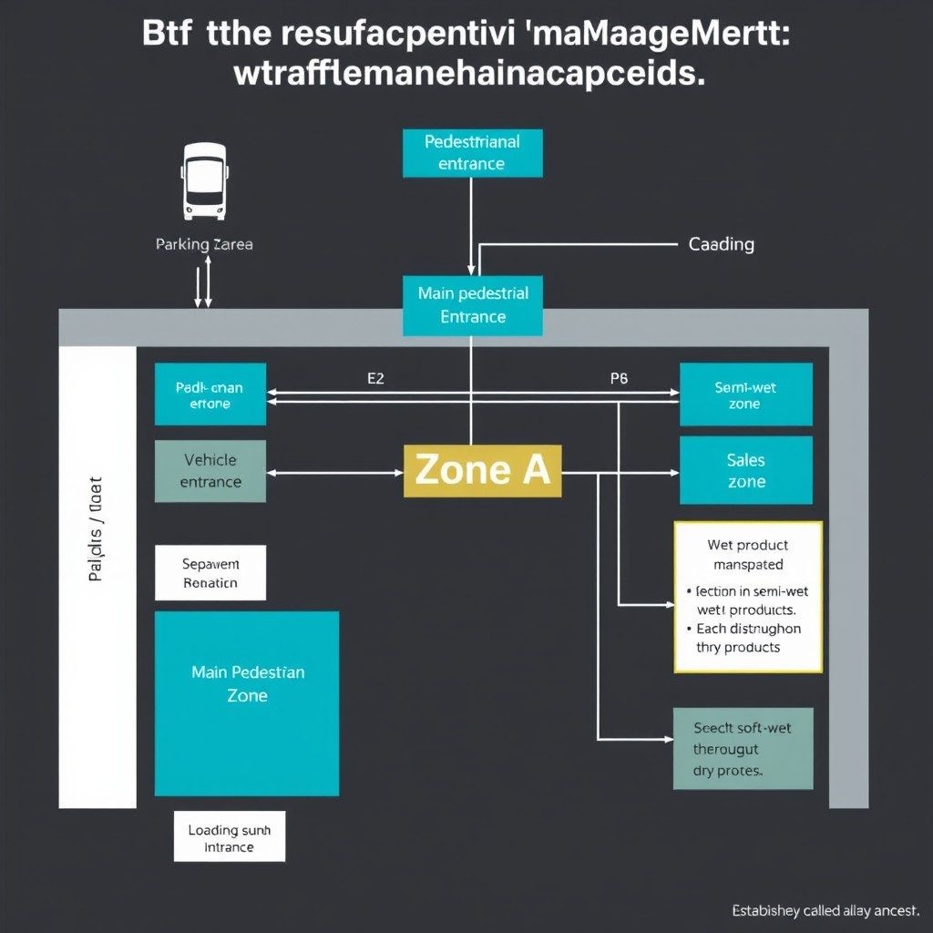 A detailed flowchart for the traffic and management layout of a municipal market