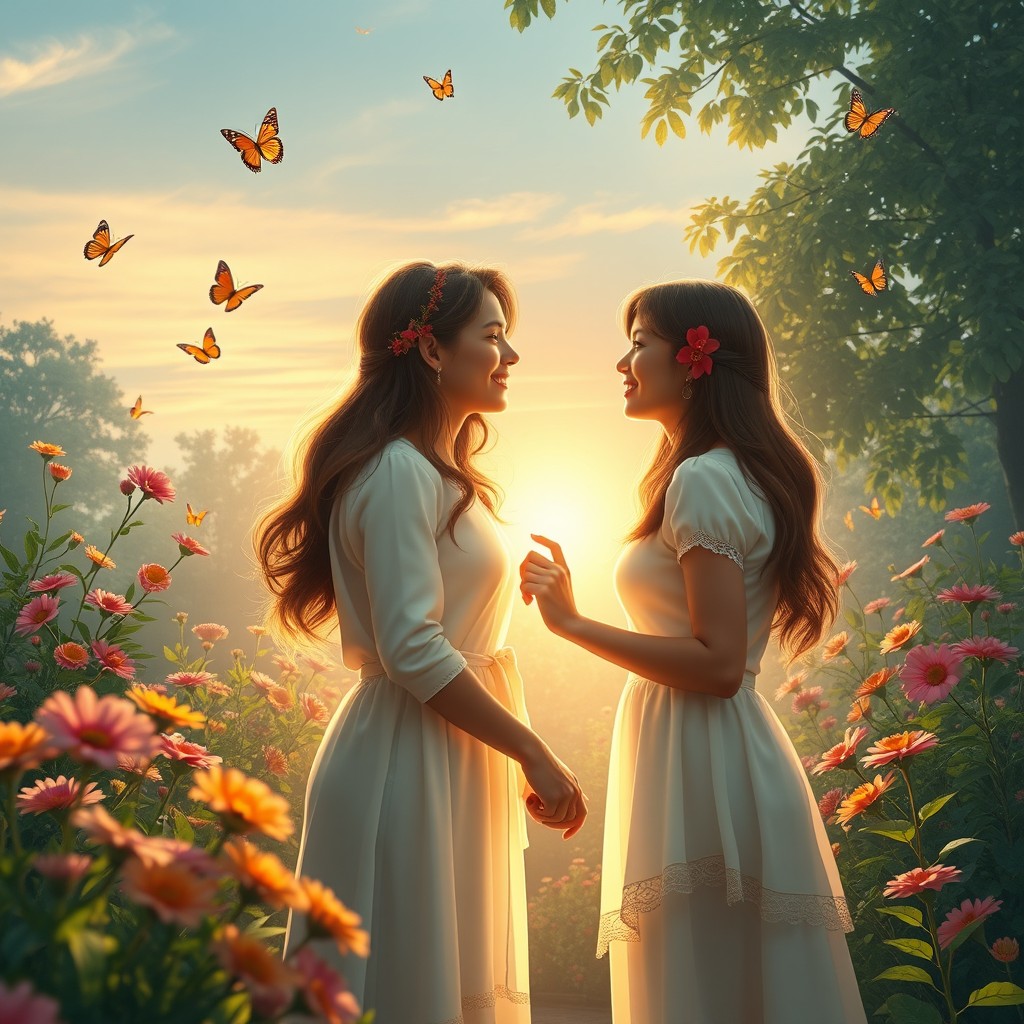 A beautiful depiction of love, showcasing two people gently holding hands, surrounded by soft, glowing light