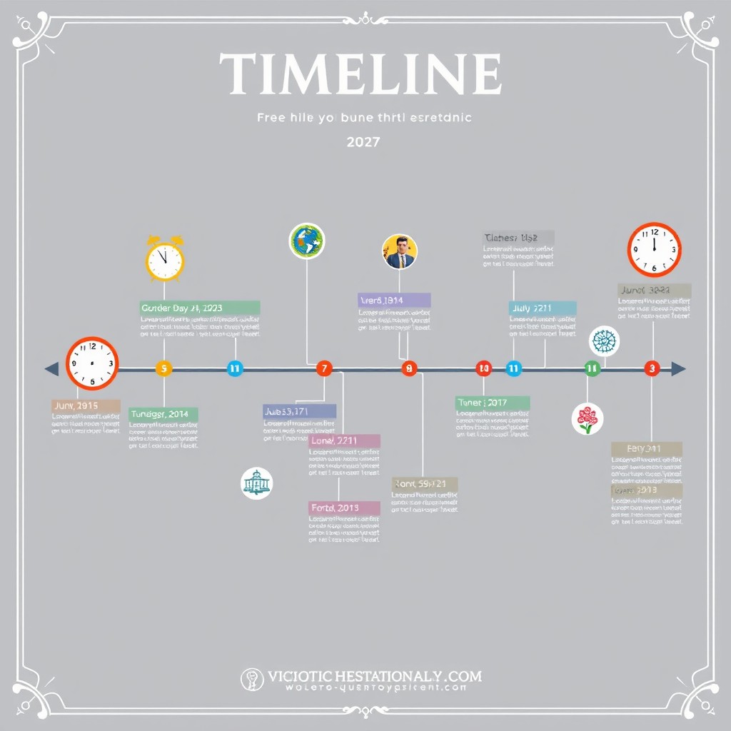 A visually striking and informative timeline infographic, showcasing significant historical events in a clean and organized manner