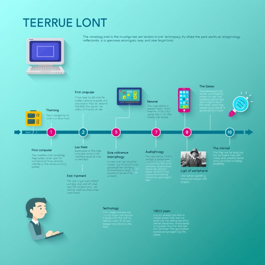 A modern and visually engaging timeline infographic showcasing the evolution of technology from the 1950s to the present