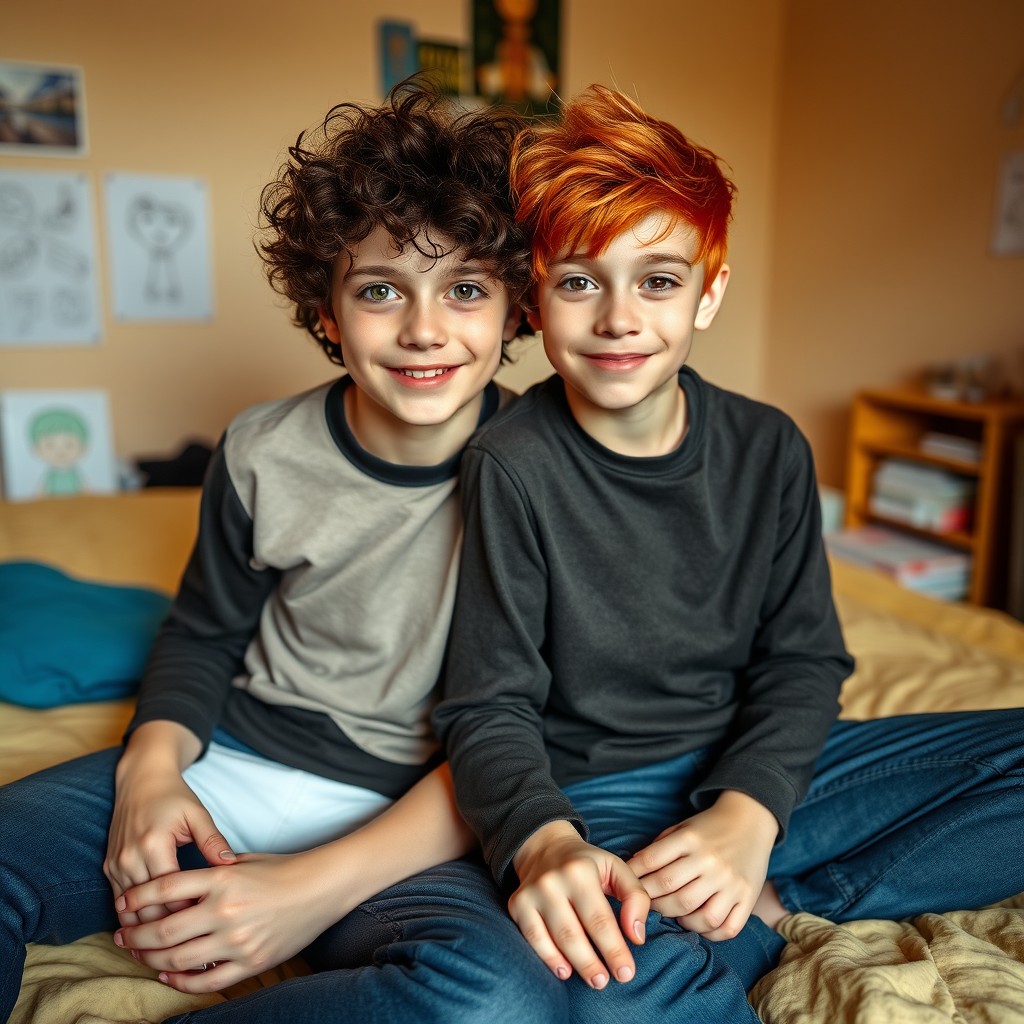 A heartwarming scene of identical twin boys, both 16 years old, living in a children's home in Germany