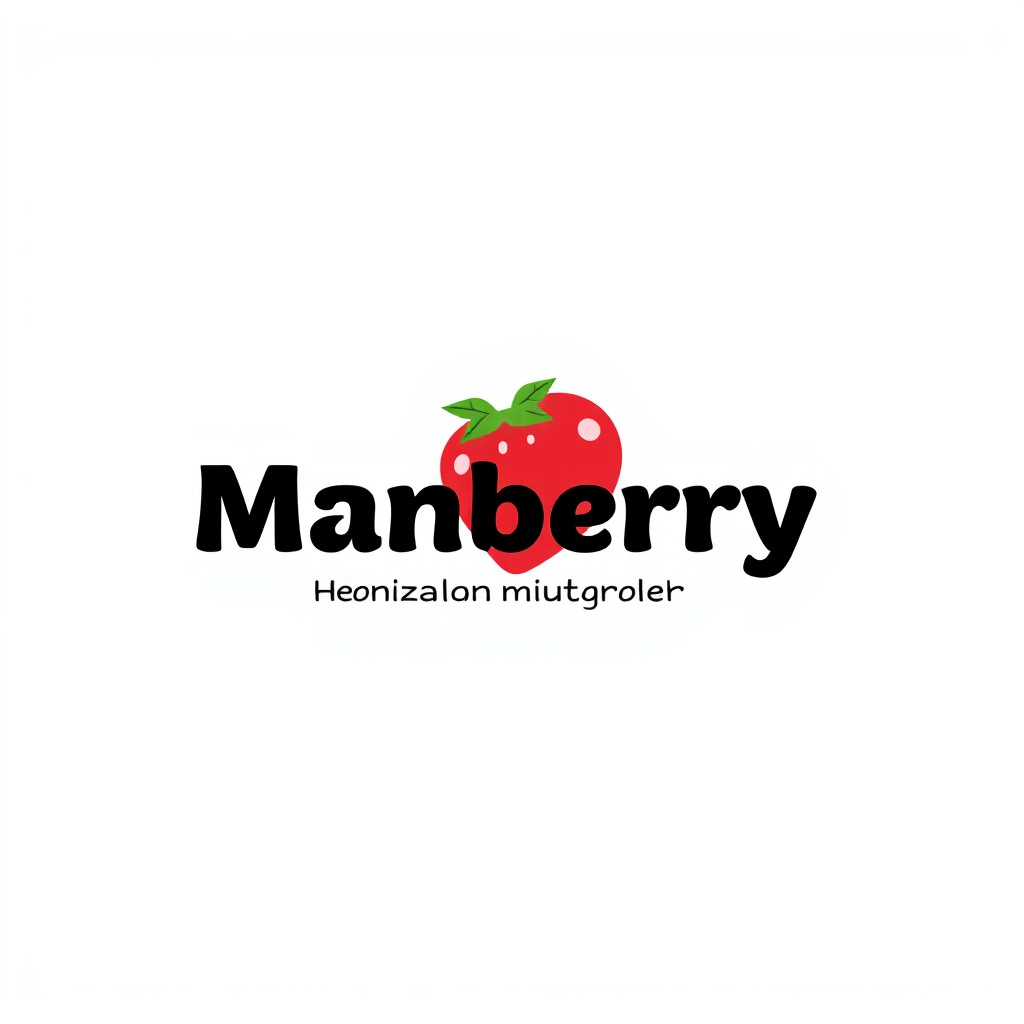 A vibrant and modern logo design for a virtual store named 'Manberry', which specializes in selling handbags