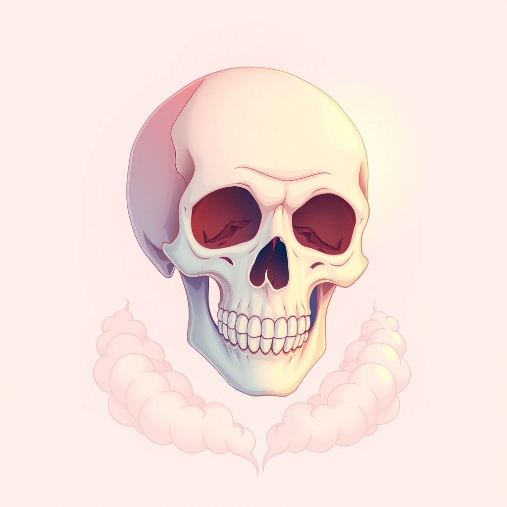 A vertical wallpaper of a skull, artistically designed to symbolize that God is the creator