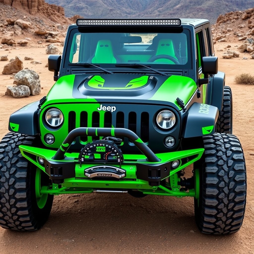 A fully customized 2009 Jeep Wrangler Sahara with a wild, eye-catching design