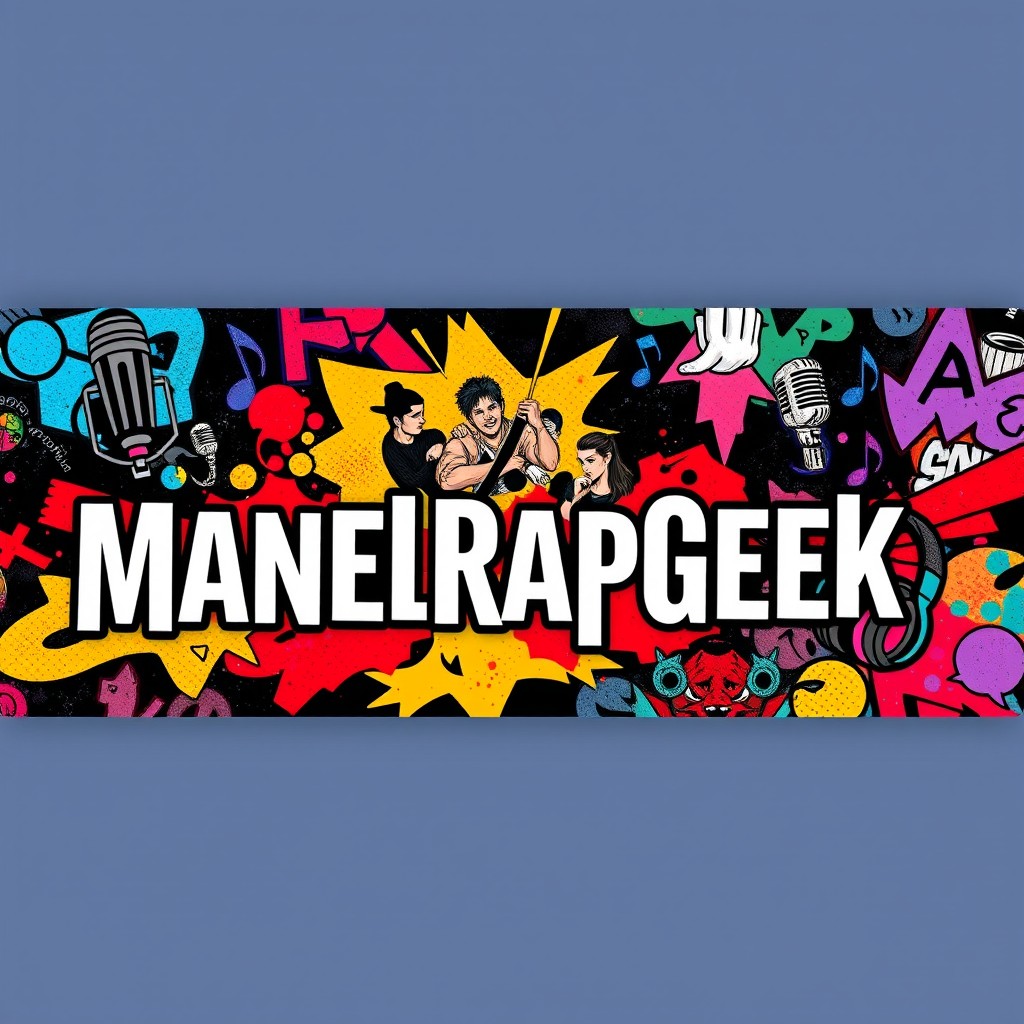 Create an engaging YouTube banner for the channel 'ManelRapGeek'