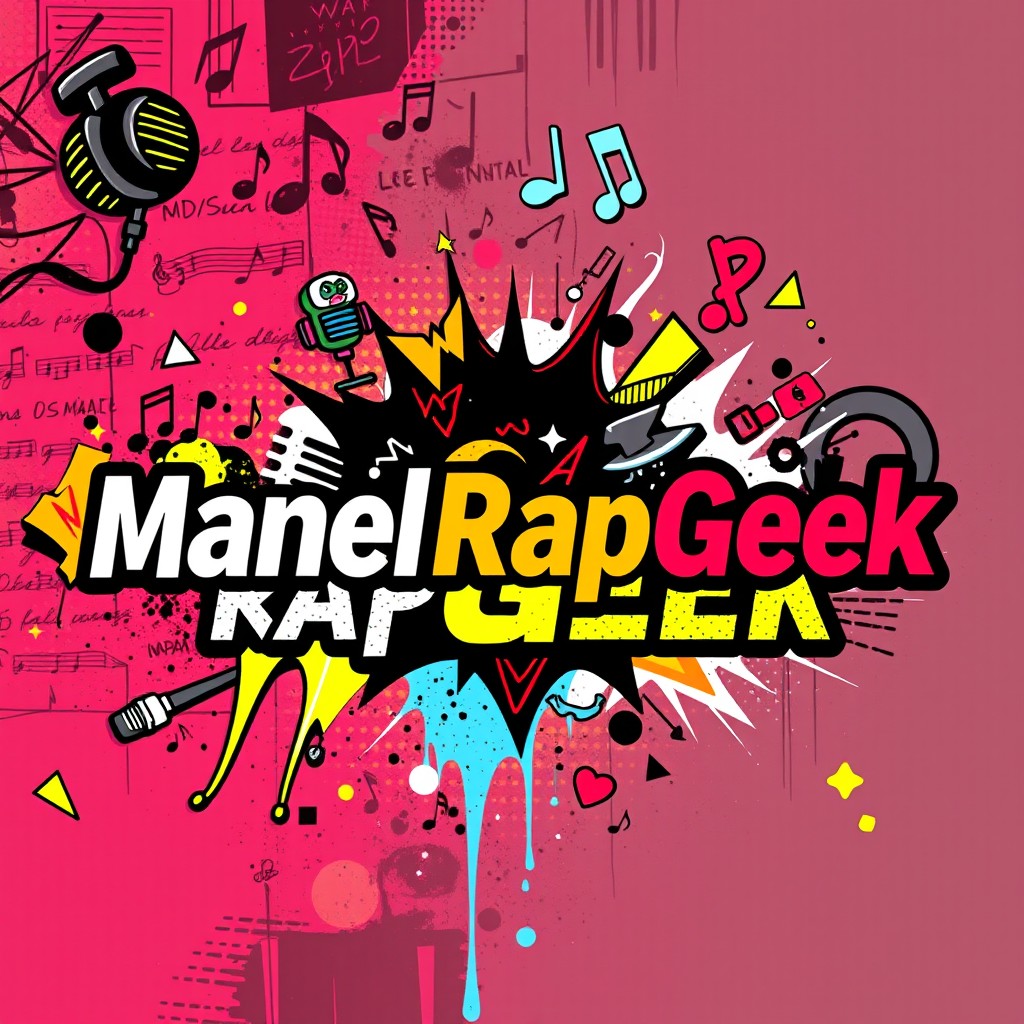 Create an eye-catching YouTube banner for the channel 'ManelRapGeek'