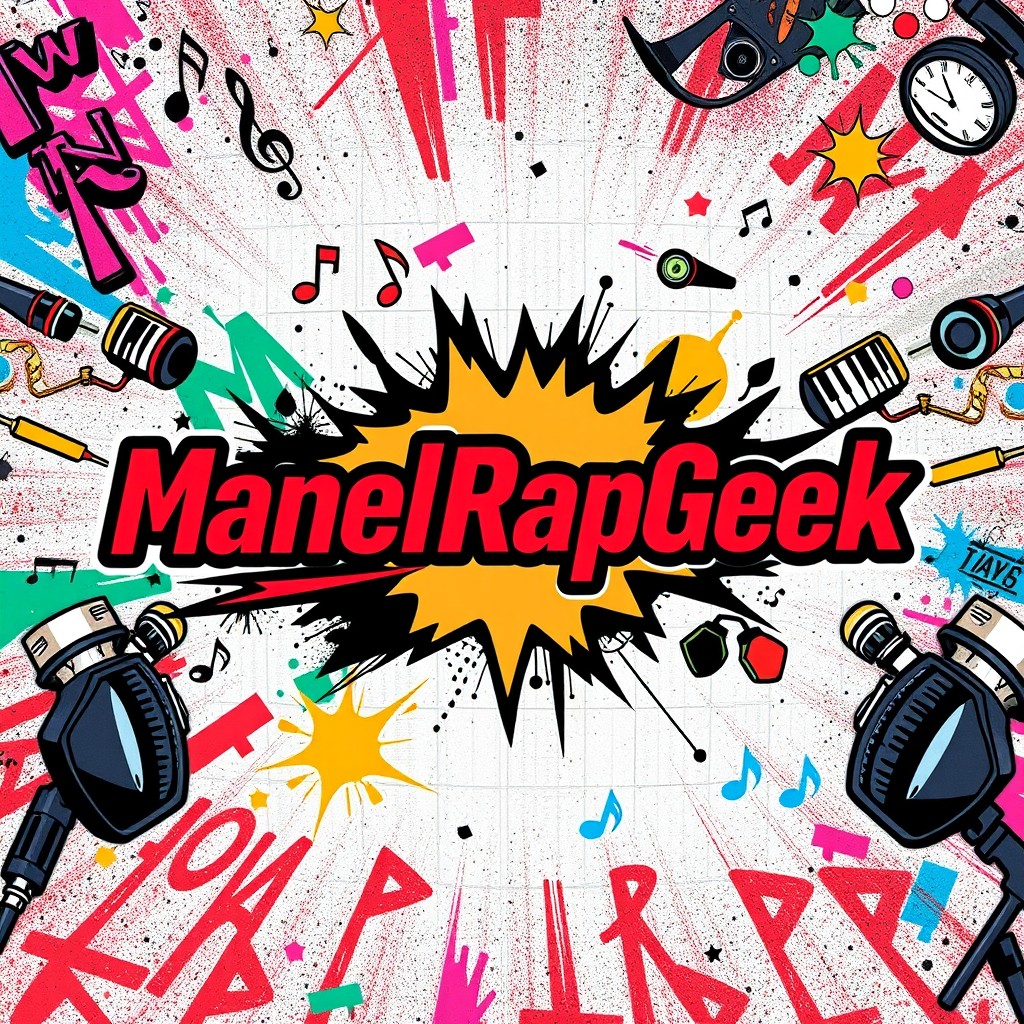Create an attractive YouTube banner for the channel 'ManelRapGeek', with a recommended resolution of 2560 x 1440 pixels (aspect ratio 16:9)
