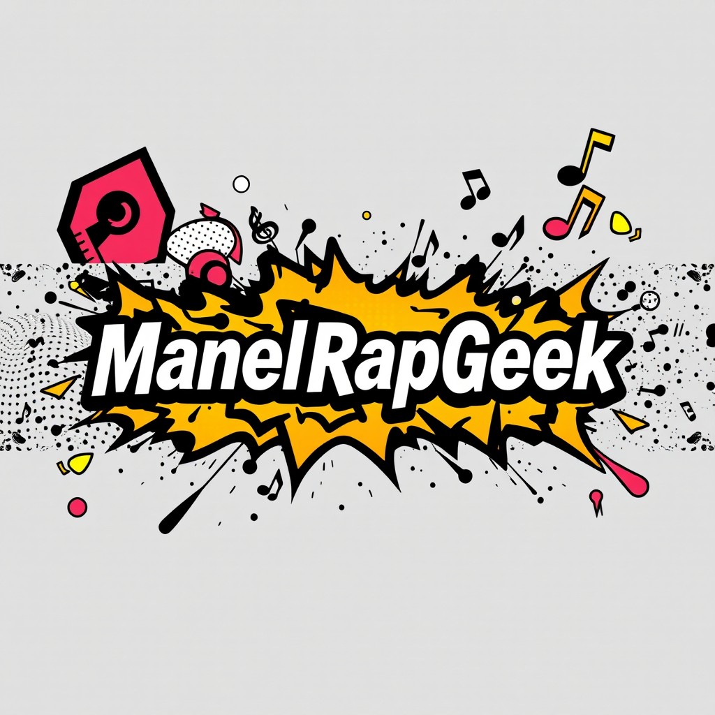 Design a stunning YouTube banner for the channel 'ManelRapGeek', optimized for a resolution of 2560 x 1440 pixels (aspect ratio 16:9)