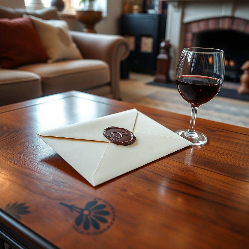 A cozy living room featuring a beautifully crafted wooden coffee table