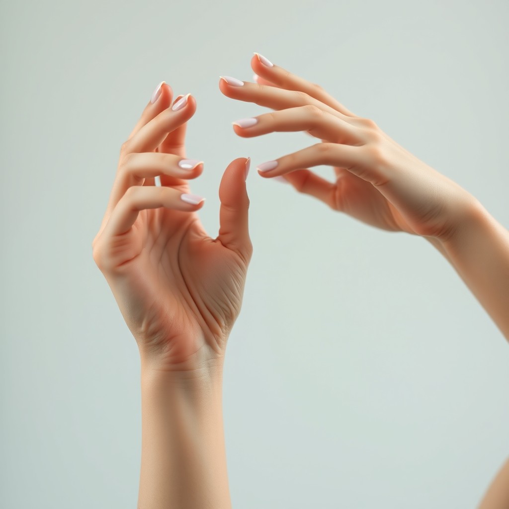 A captivating image of a woman's hands raised above her head, elegantly crossed at the wrists