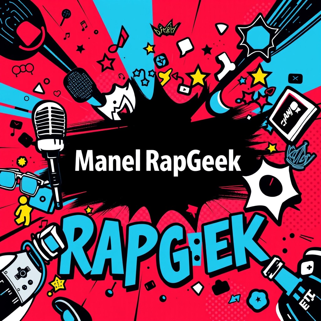 Vibrant YouTube Banner Design for ManelRapGeek | Rap & Geek Culture