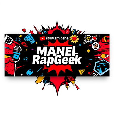 Vibrant YouTube Banner Design for ManelRapGeek | Rap & Geek Culture