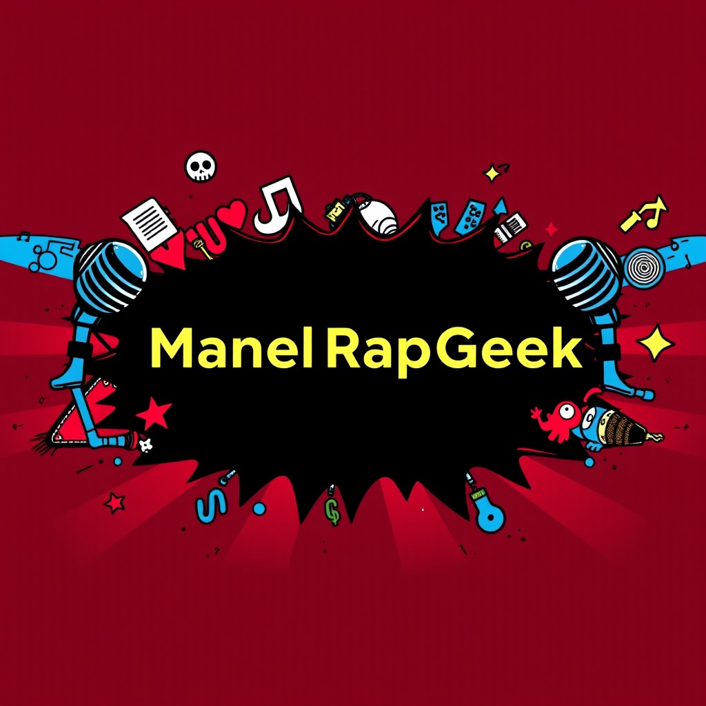 A vibrant and engaging banner designed for the YouTube channel "ManelRapGeek"