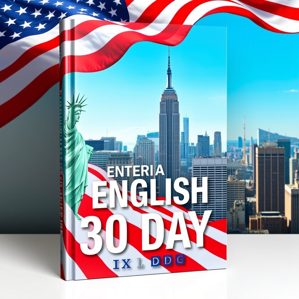 A book cover design for 'Learning English in 30 Days'