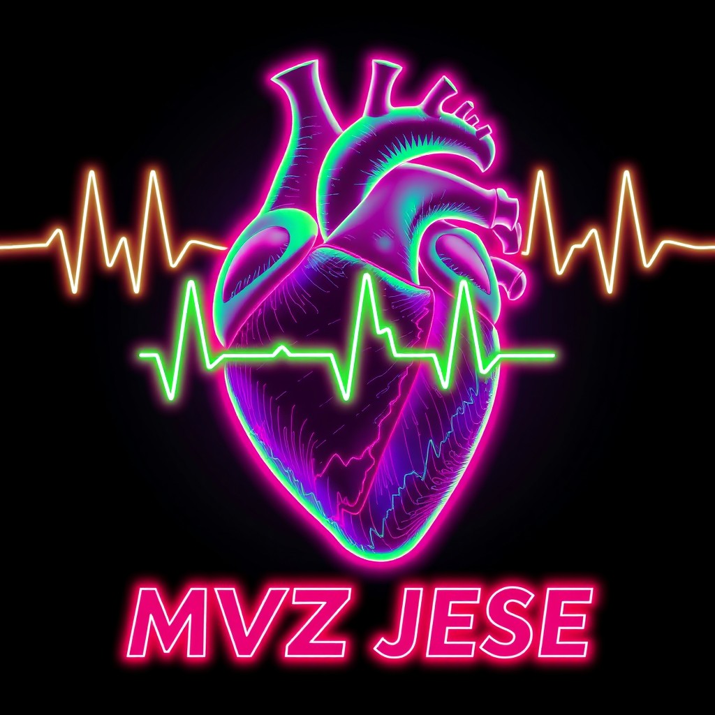 A vivid and colorful image of a human heart, intricately detailed, surrounded by an electrocardiogram trace that appears lively and dynamic