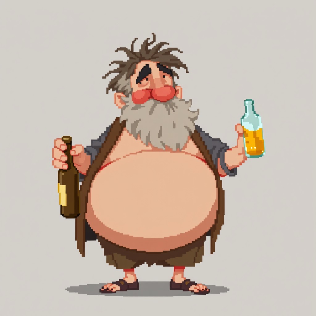 A 24x24 pixel art representation of Francisco, a drunken old man with a big belly