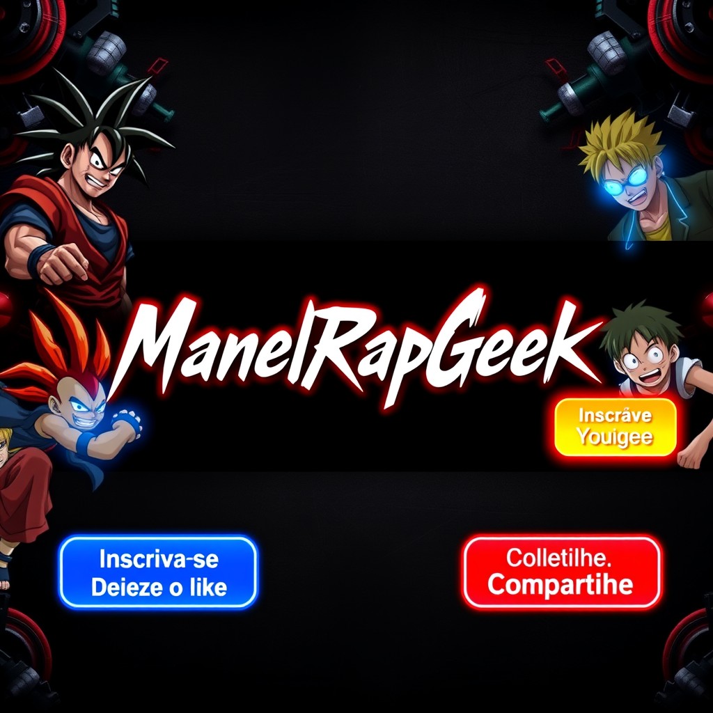 A visually striking YouTube channel banner for 'ManelRapGeek', optimized for a resolution of 2560x1440px, with a safe area of 1546x423px