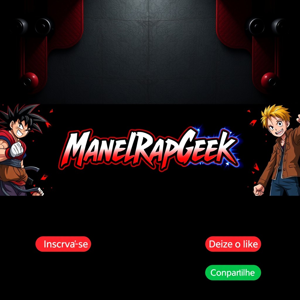 A striking YouTube channel banner for 'ManelRapGeek', designed at a resolution of 2560x1440px, with the safe area being 1546x423px