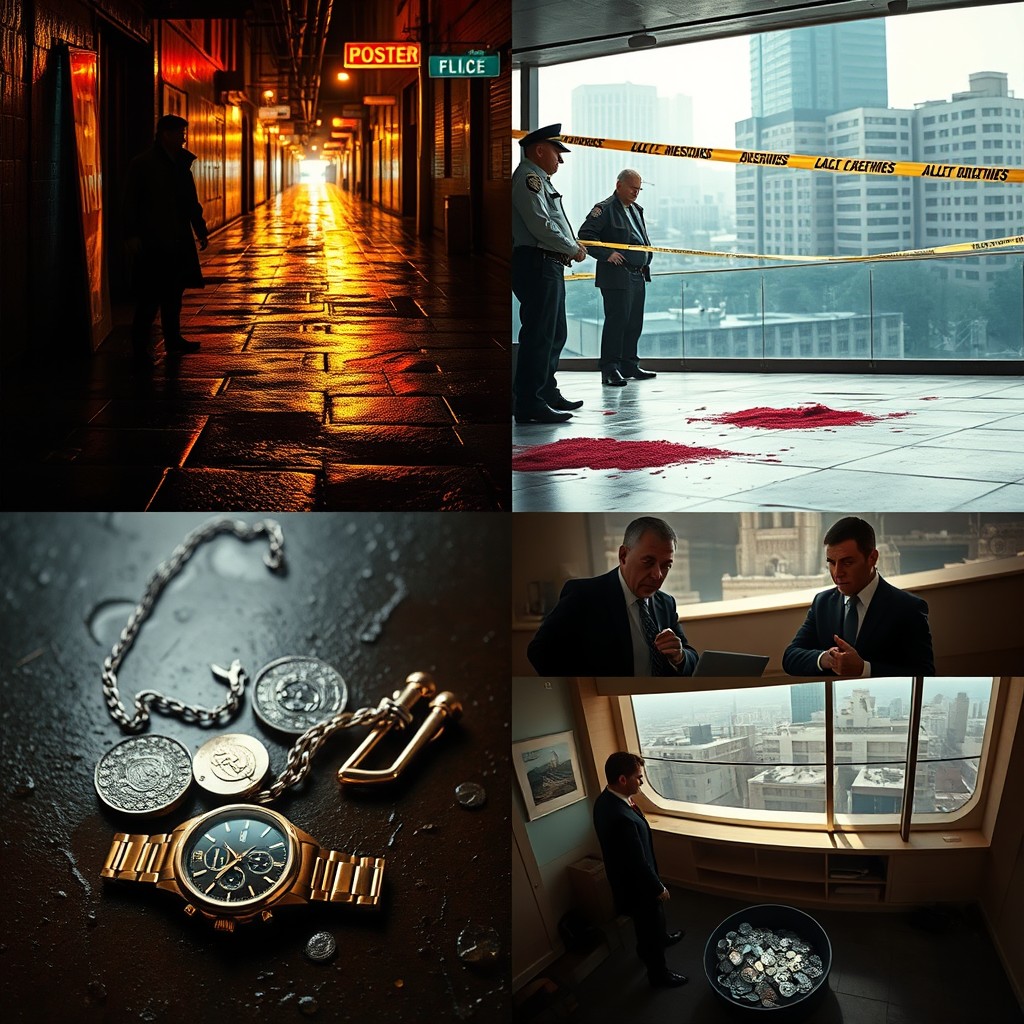 A story consisting of four images with a crime touch