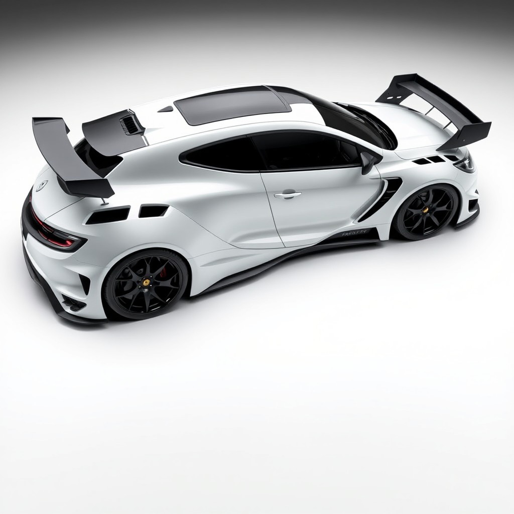 A modified Renault Megane 3, featuring the side air intake of a Lamborghini Aventador and the upper side air intake design of a Ferrari 488 GTD