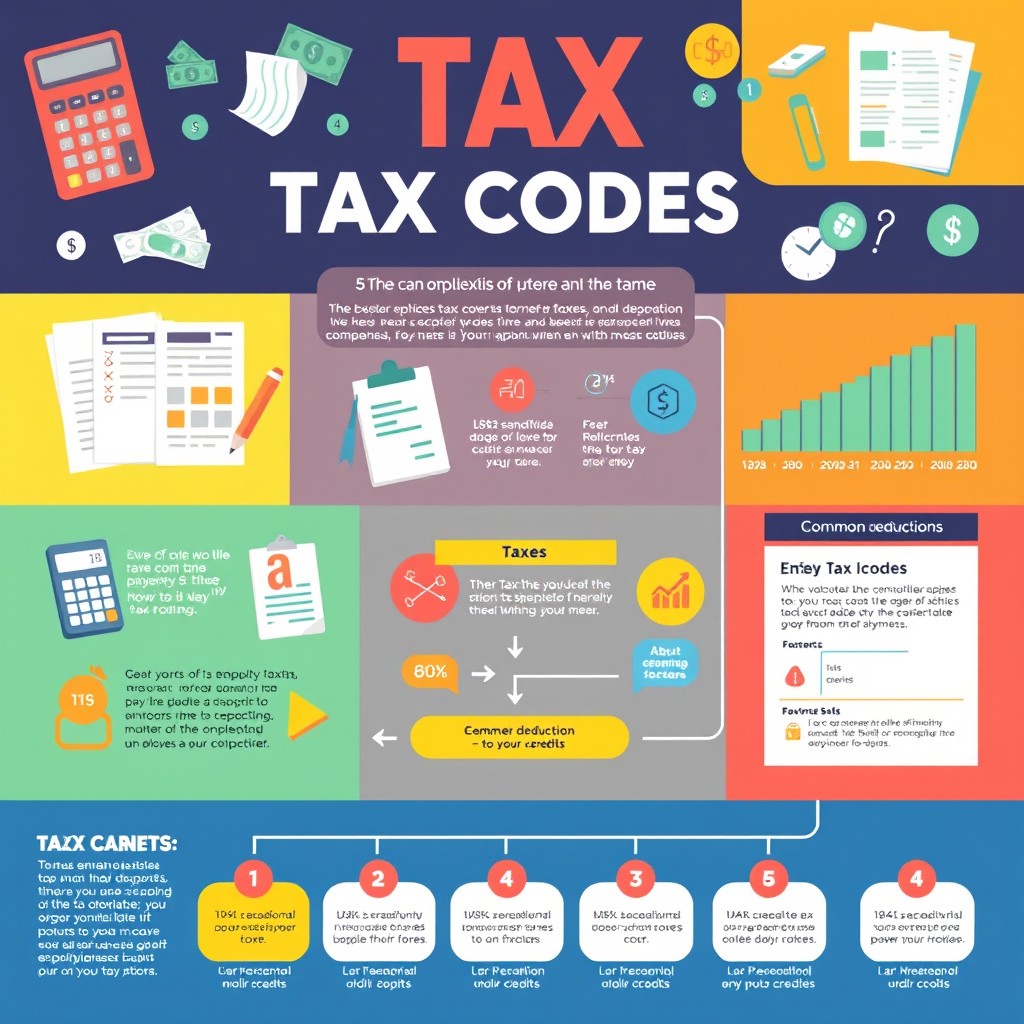 A detailed and visually engaging infographic depicting the complexities of tax codes