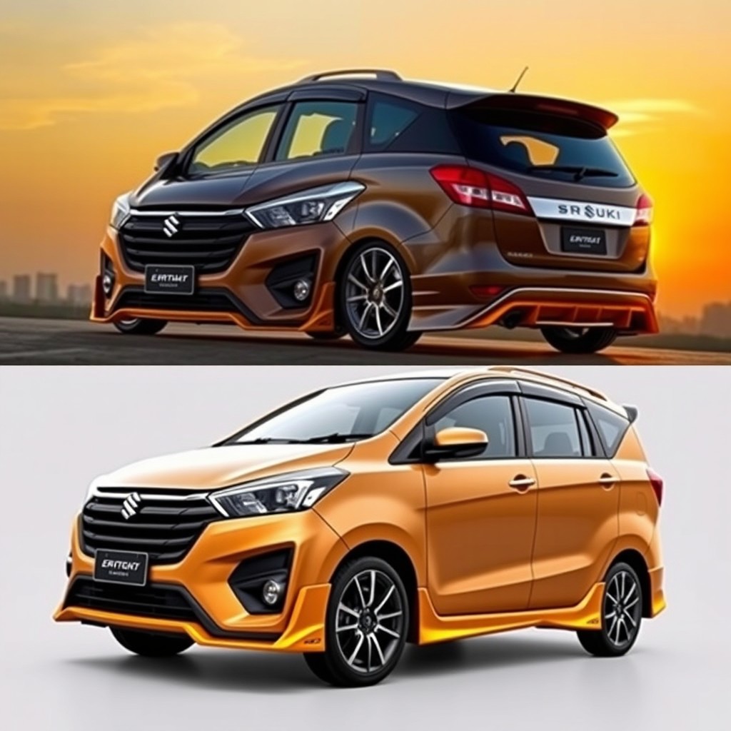 A modified Suzuki Ertiga featuring an aerodynamic winglet body kit, showcasing aggressive styling and enhanced performance