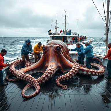 Epic Encounter: Colossal Octopus Caught by Fishermen