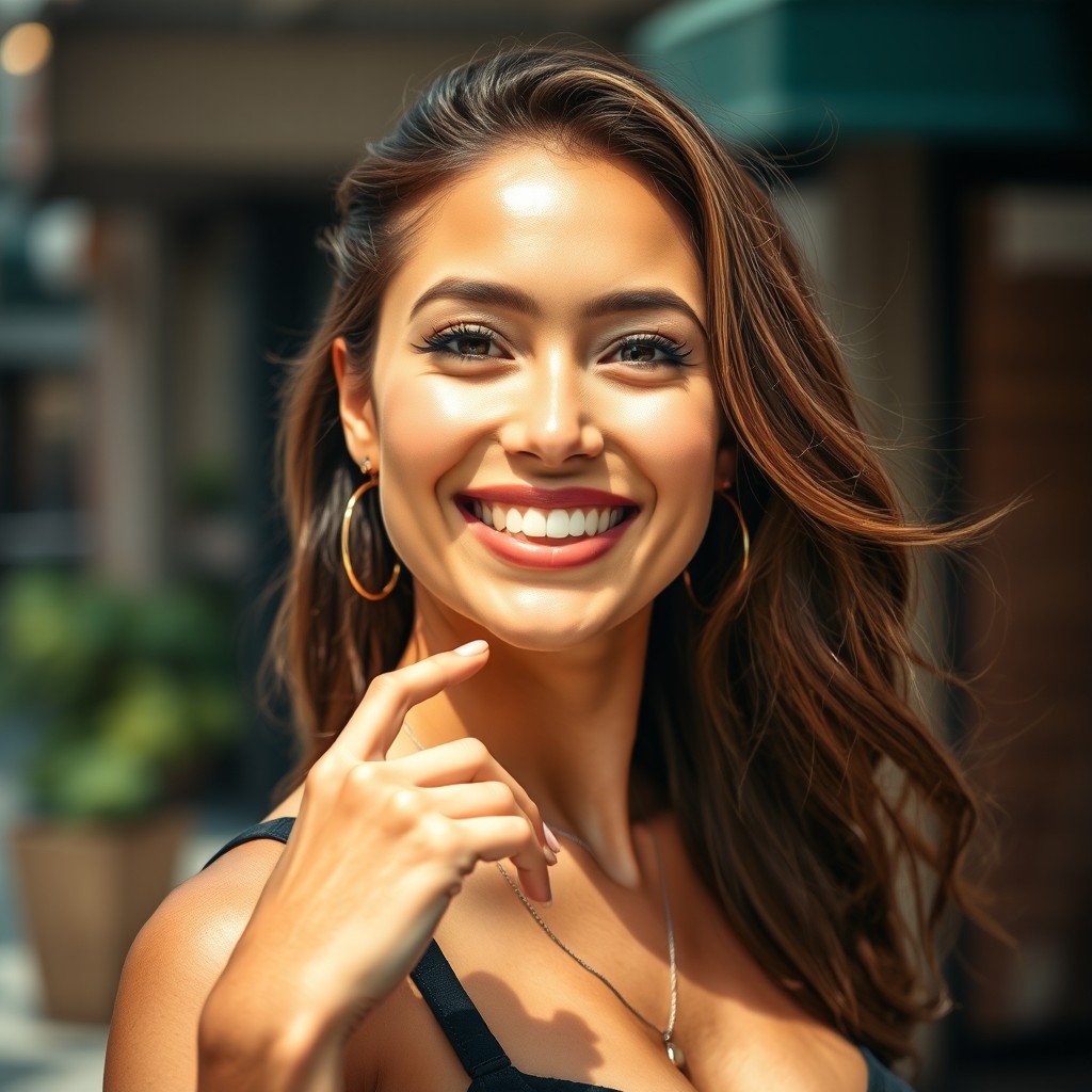 A captivating and stylish portrayal of an attractive woman exuding confidence and charm