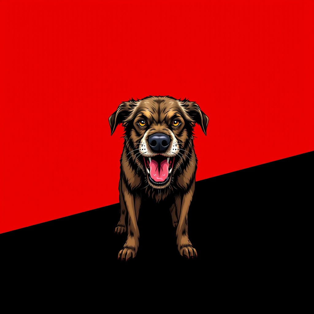 A split rectangular background featuring a gradient transitioning from bright red at the top to deep black at the bottom