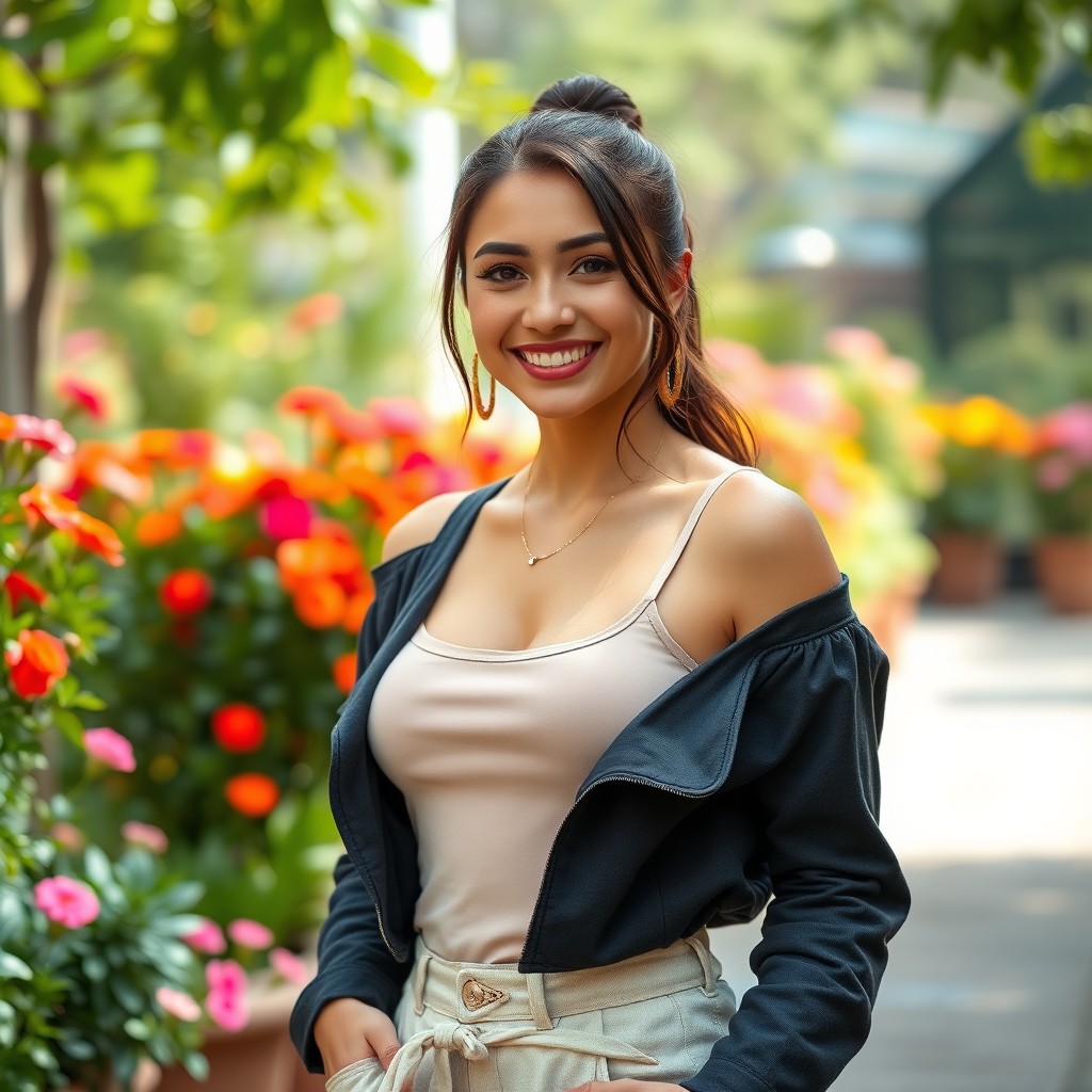 An eye-catching full-body portrait of a beautiful woman, radiating allure and confidence