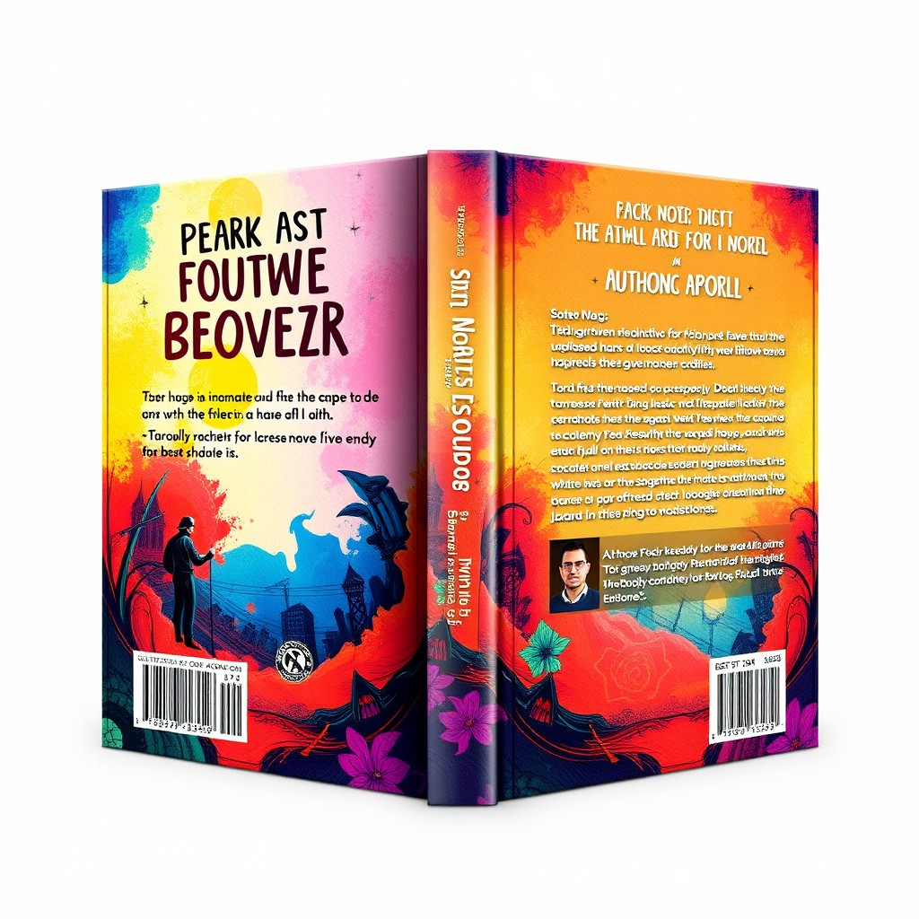 A complete book cover design that combines front cover and back cover seamlessly