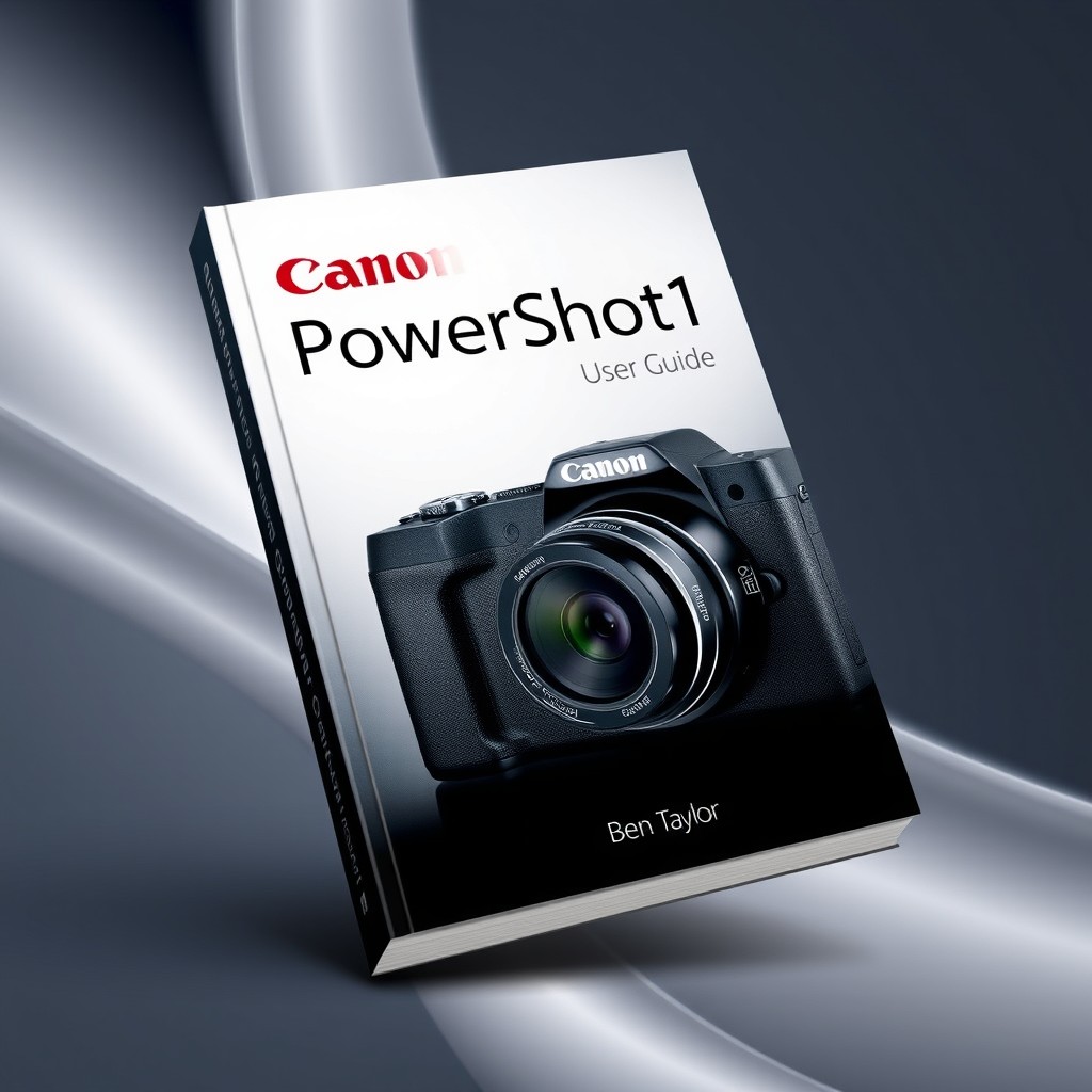 A striking book cover design for the Canon PowerShot V1 user guide by Ben Taylor