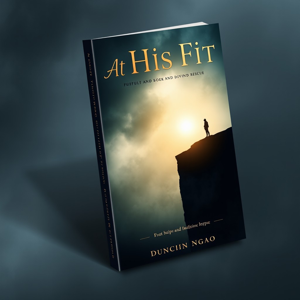 A powerful book cover design for a memoir titled 'At His Fit'