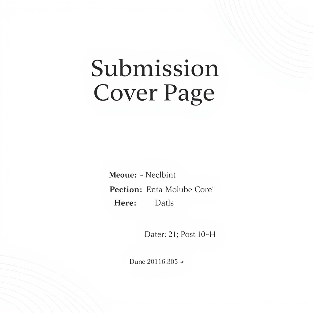 Create a cover page for an academic submission featuring a clean, professional layout