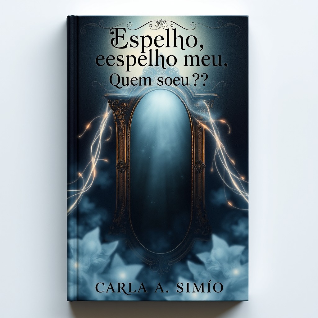 A captivating book cover for a novel titled 'Espelho, espelho meu
