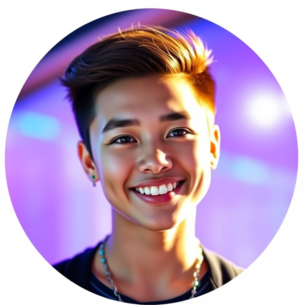 A stylish and vibrant circular profile picture suitable for WhatsApp