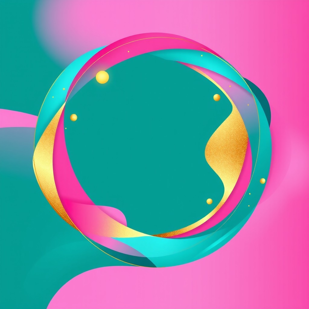 A vibrant and eye-catching profile picture suitable for WhatsApp, featuring a stylish and modern abstract design with a blend of bright colors like teal, pink, and gold