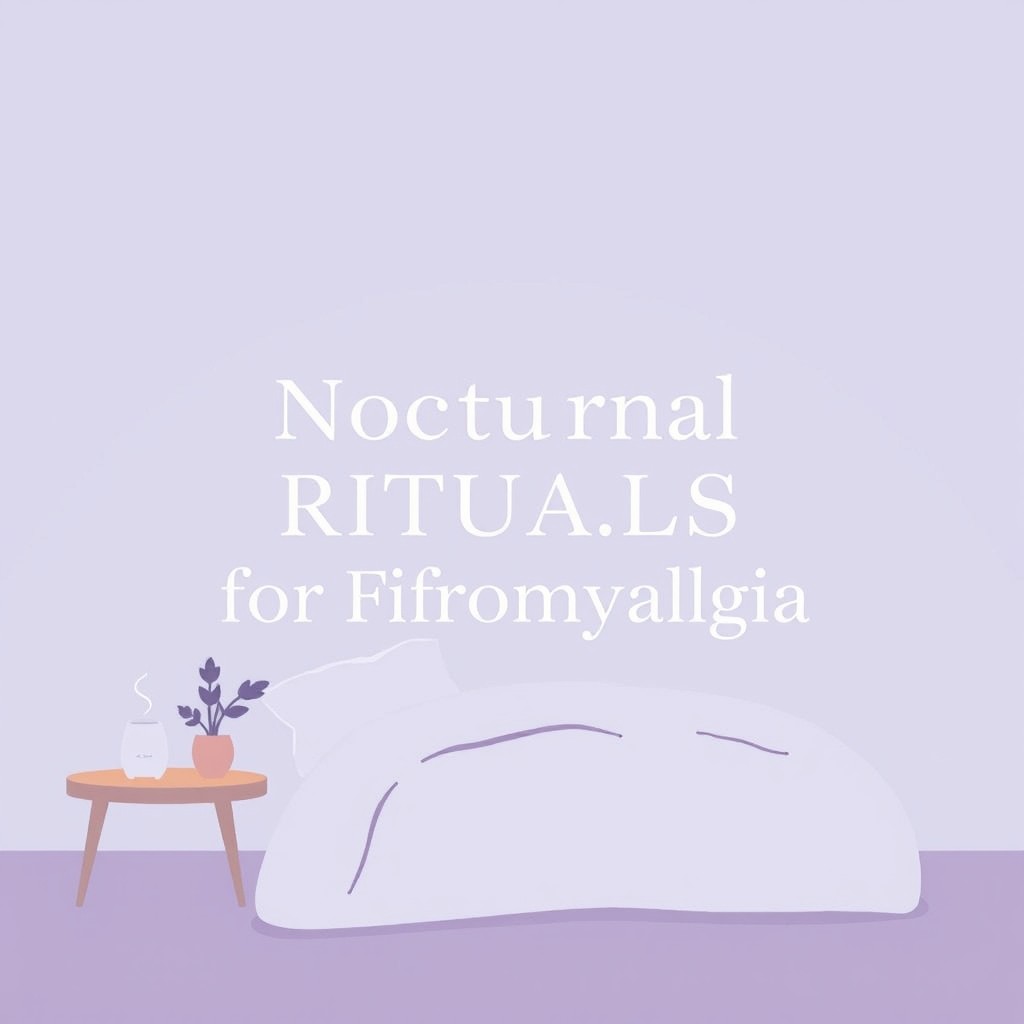 A minimalist and cozy eBook cover titled 'Nocturnal Rituals for Fibromyalgia'