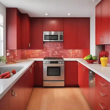 The vibrant red color of the hot pepper can be used as an accent in the design of a modern kitchen.