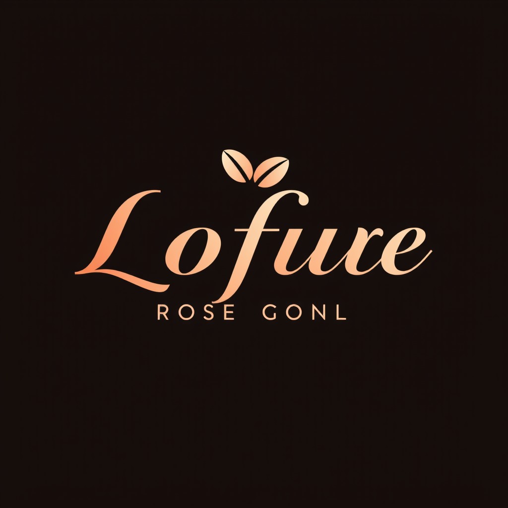 A modern, elegant, and luxurious logo design featuring the color rose gold